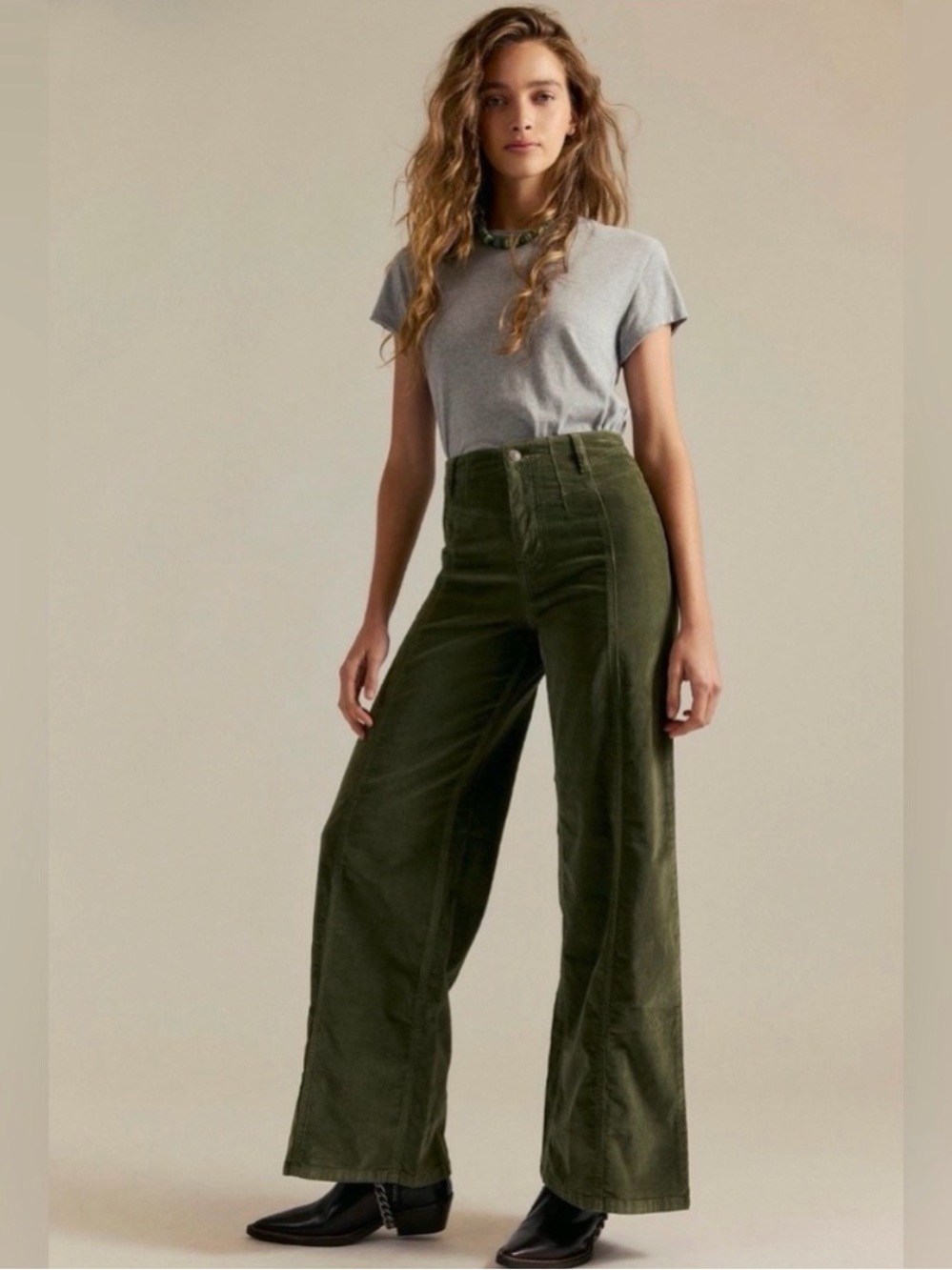 We The Free Olive Green Wide-Leg Corduroy Pants NWT sold out online